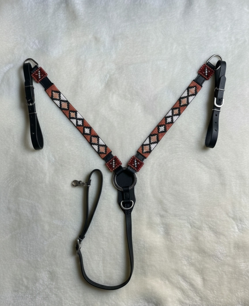 Martin Saddlery Western Premium Leather Equestrian Bead Headstall, Breast Collar