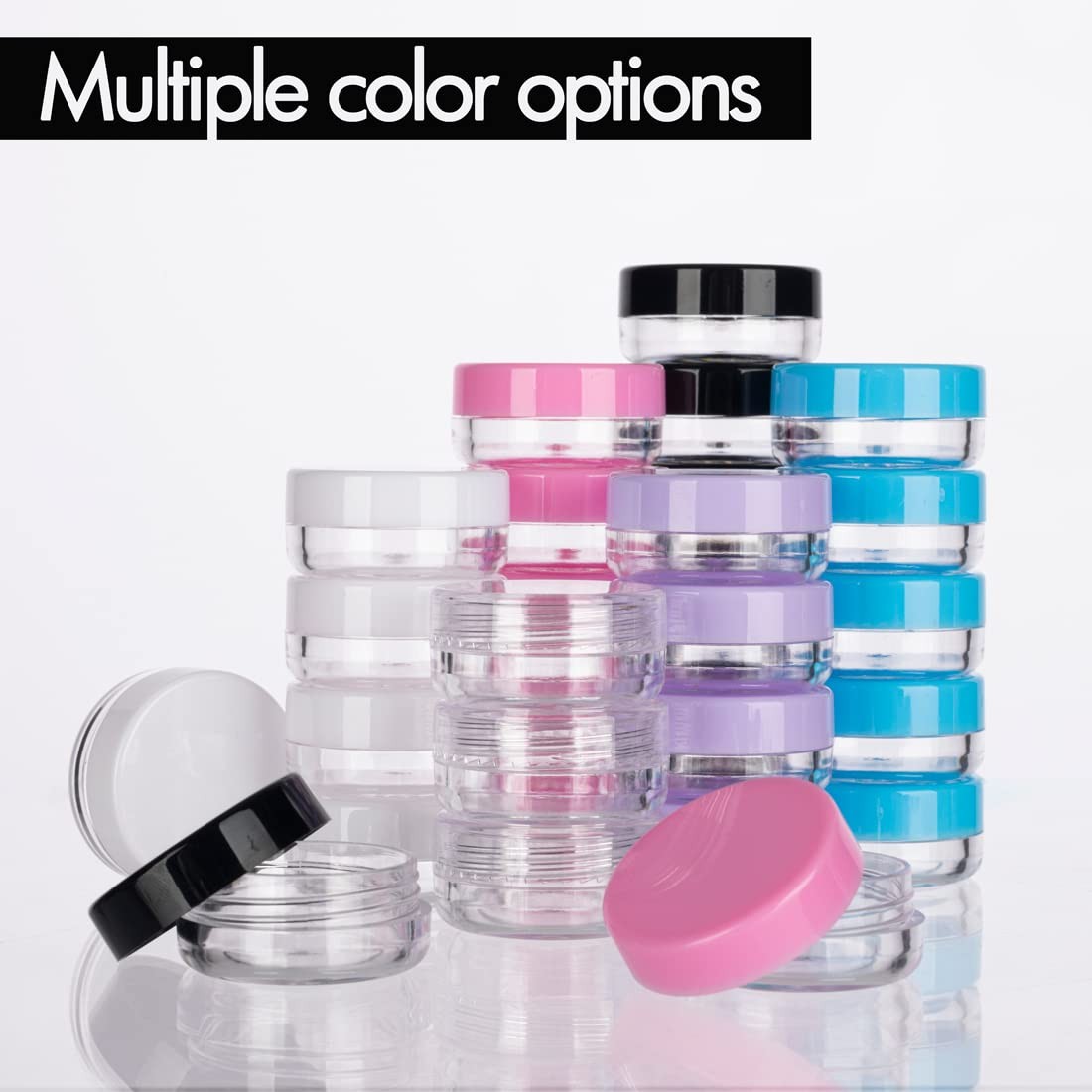 3 Gram Sample Containers with Lids, 50 Count Tiny 50 Count, Black