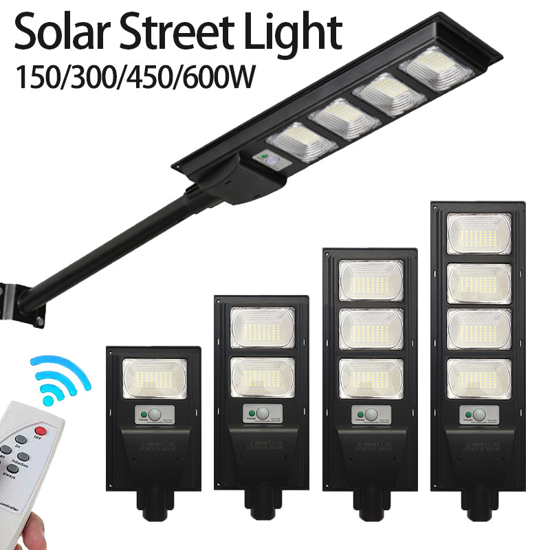 LED Solar Street Lamp Radar Sensor Flood Light Outdoor Wall Yard Garden 6000K