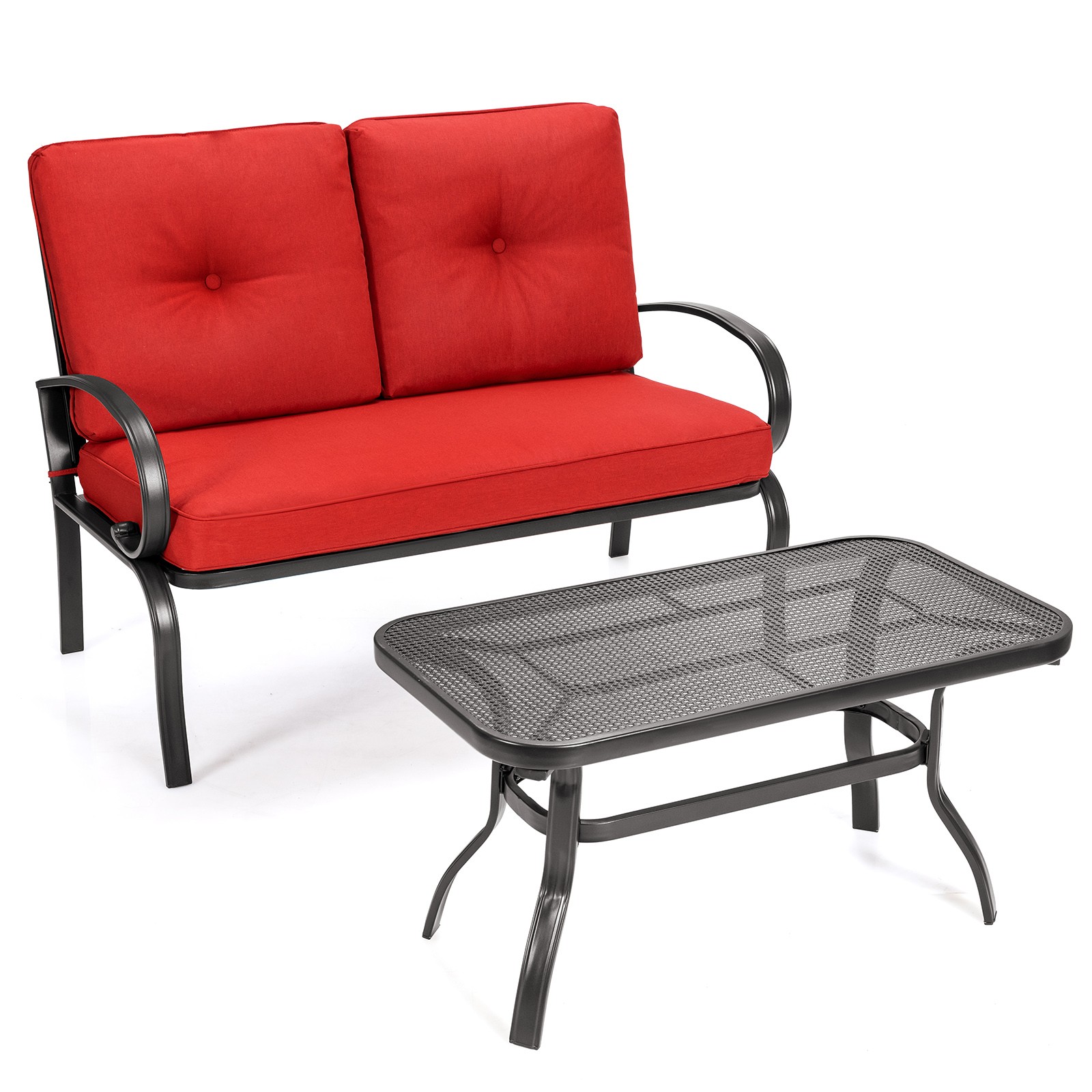Topbuy LoveSeat Table Set Furniture Outdoor Garden