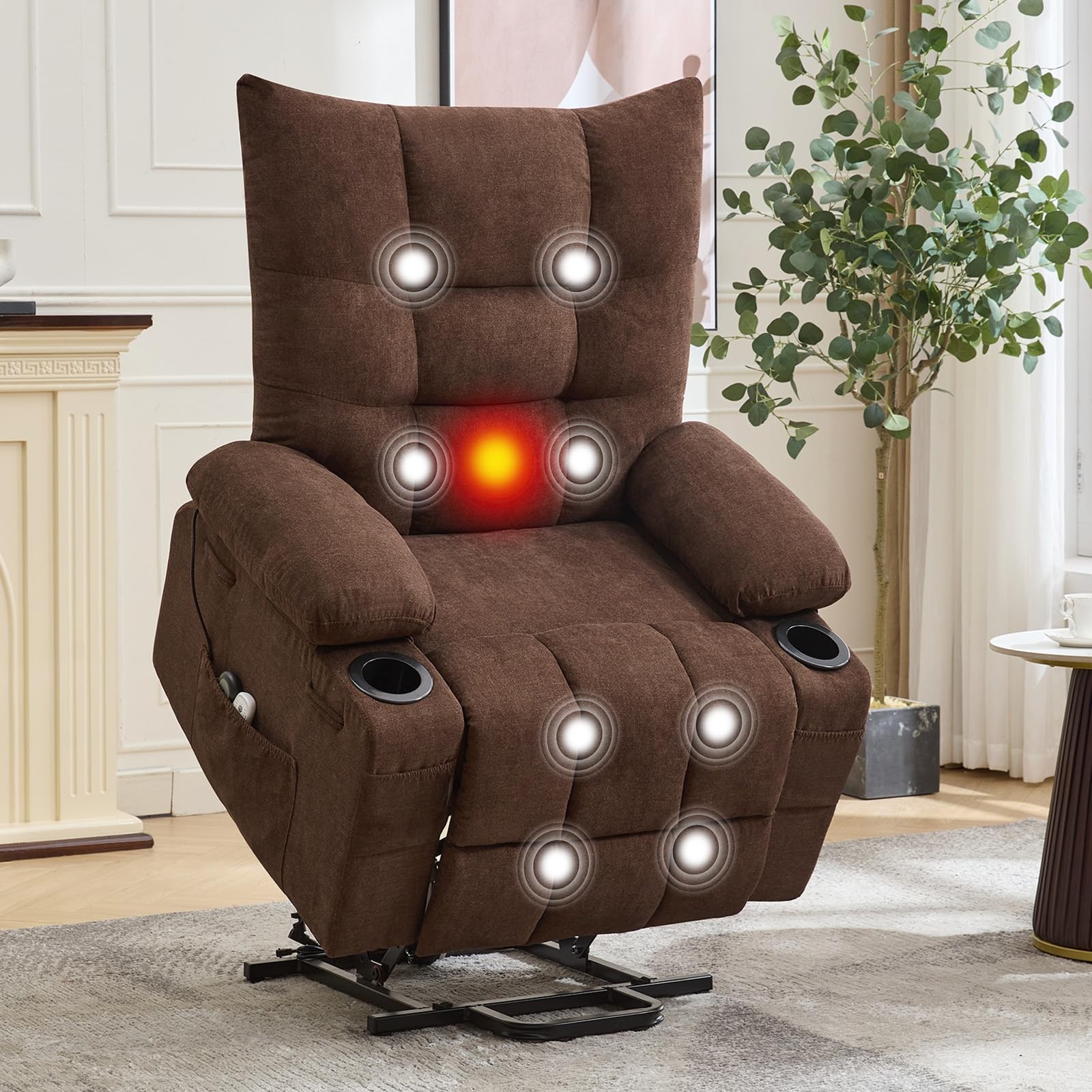 Power Lift Recliner Chair with Massage & Heat ,Oversized Swivel Rocker Recliner