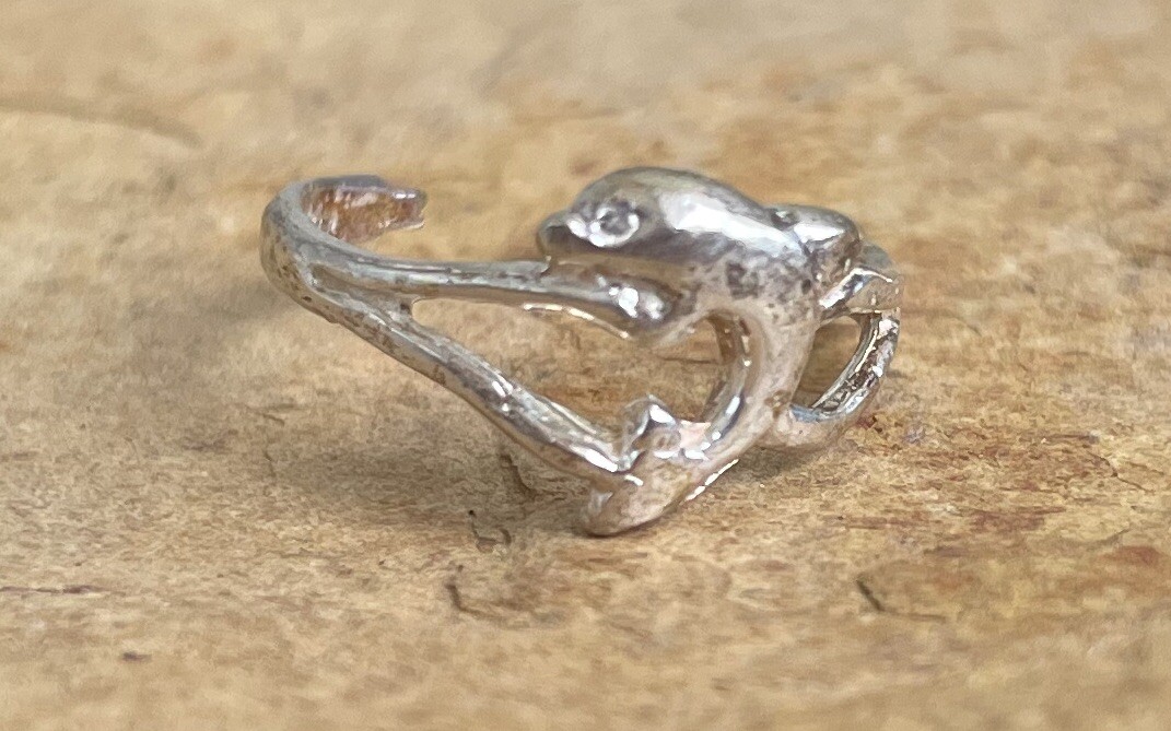 Leaping Dolphin toe Ring Solid Genuine .925 Sterling Silver Adjustable Gift Box