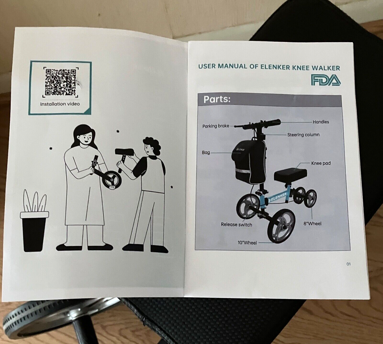 ELENKER Knee Scooter YF-9003D for Ankle and Foot Injury, EUC - Compare at $94.99