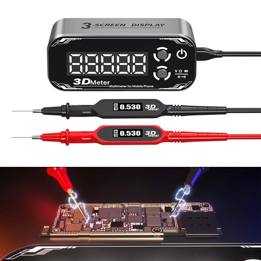 3D Meter Digital Multimeter with Triple Screen Display and 2000mAh