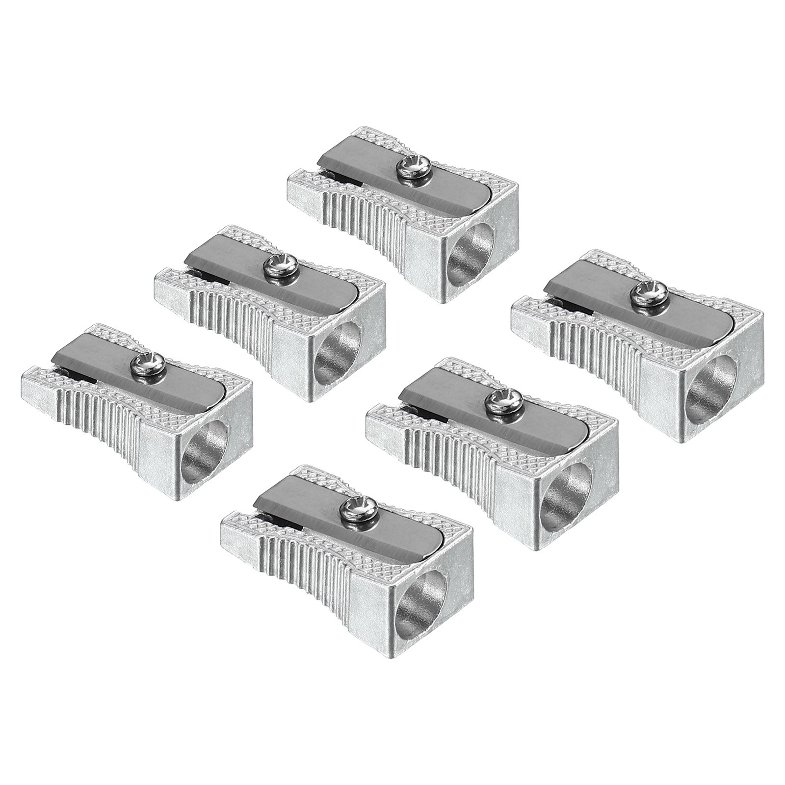 6 x Metal Pencil Sharpeners Aluminum Alloy Mini Manual Pencil Sharpener Silver