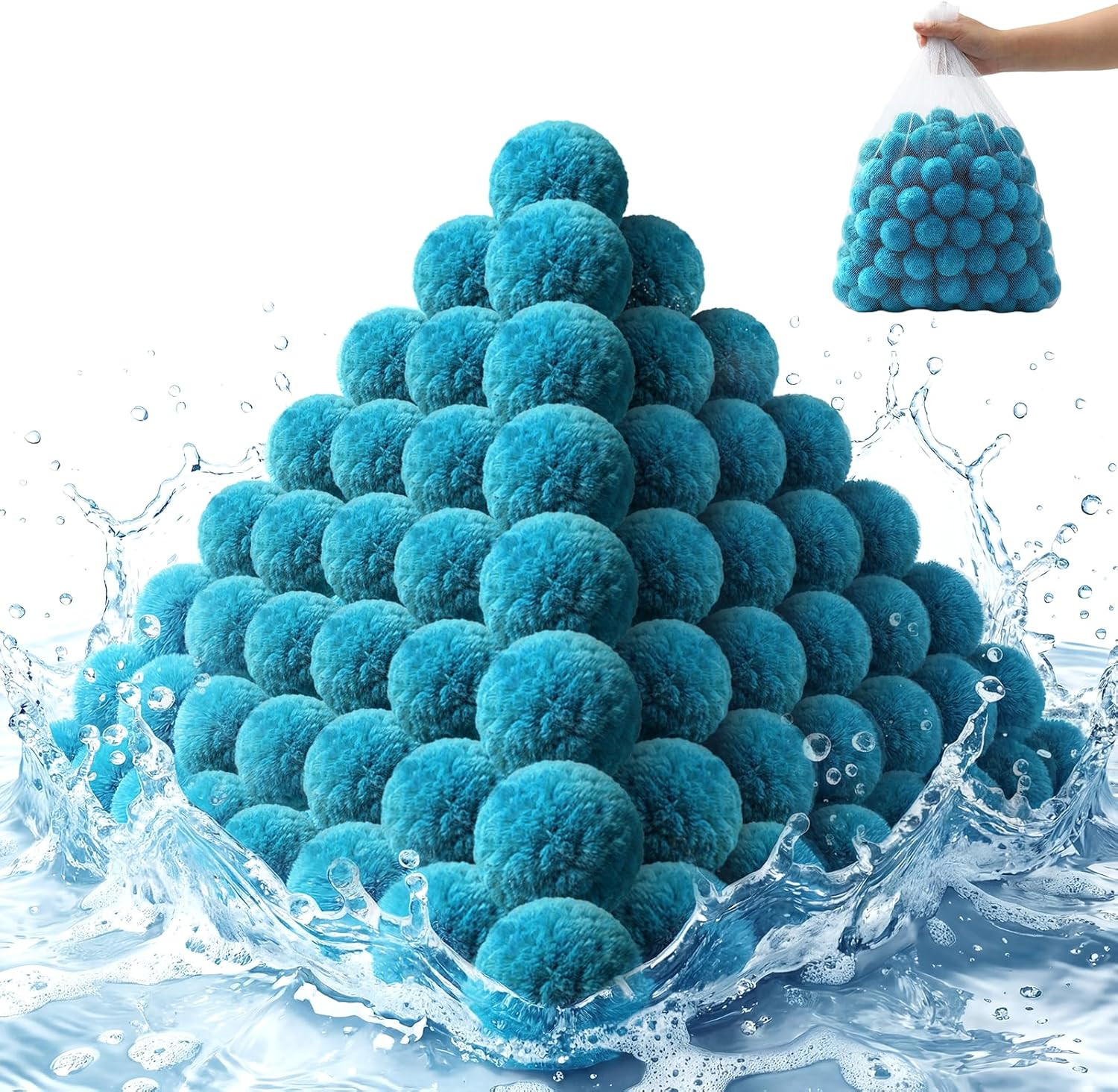 2026 Upgraded Pool Filter Balls 3.1Lbs with Mesh Bag, Reusable Pool Balls for Sw