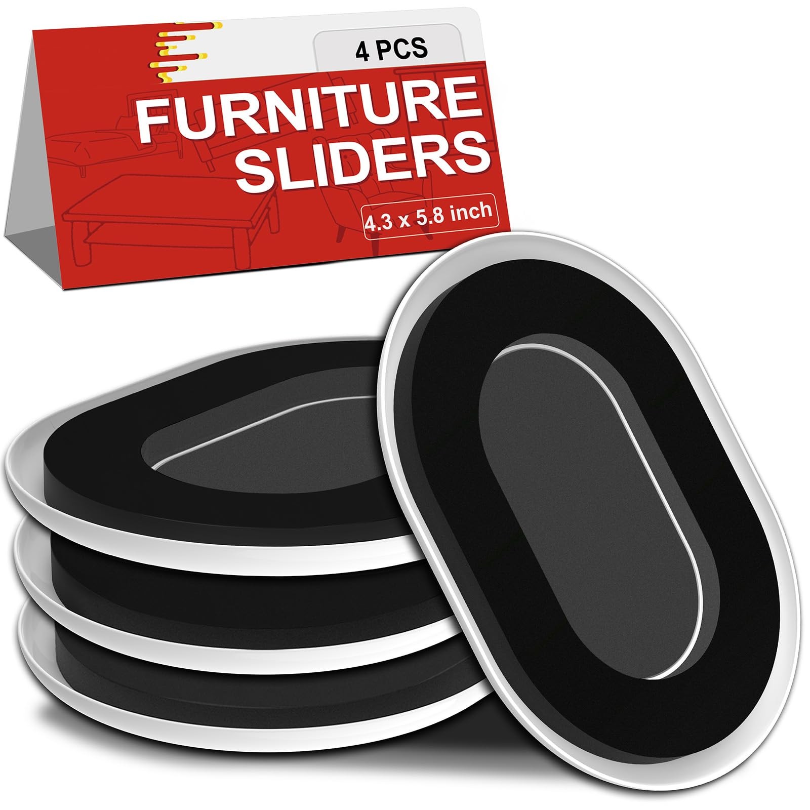 Upgrade Furniture Sliders, Furniture Sliders for Carpets, 4 PCS 5.8*4.3 Movin...