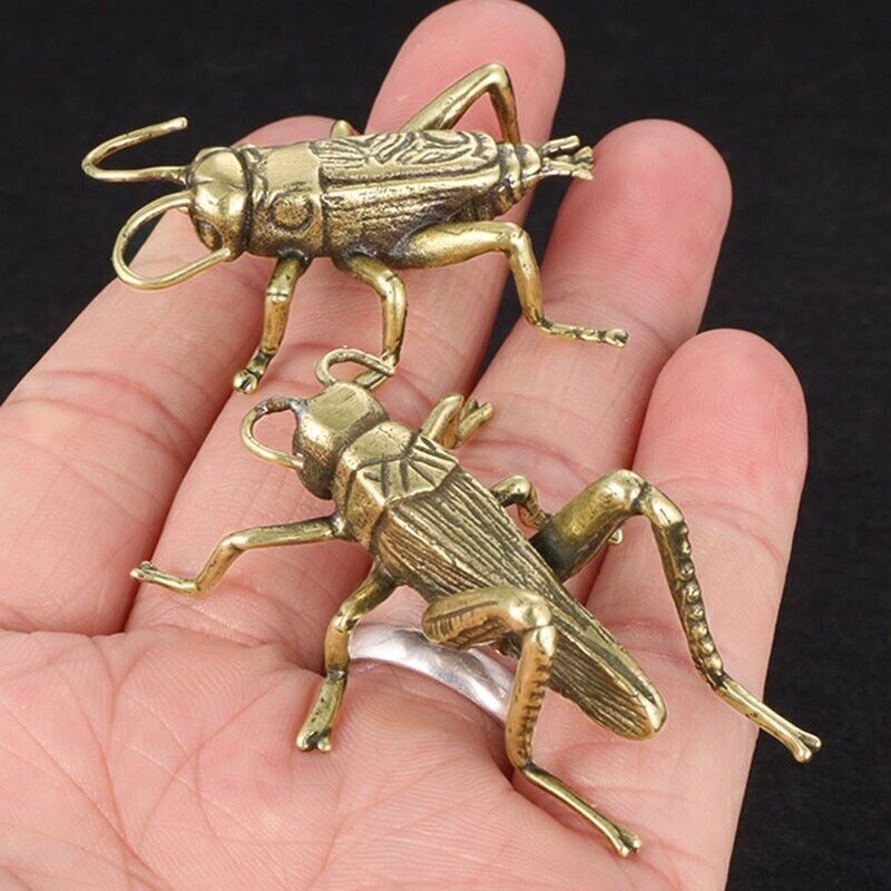 2x Brass Cricket Figurine Statue Insect Animal Figurines Toys House Decoration
