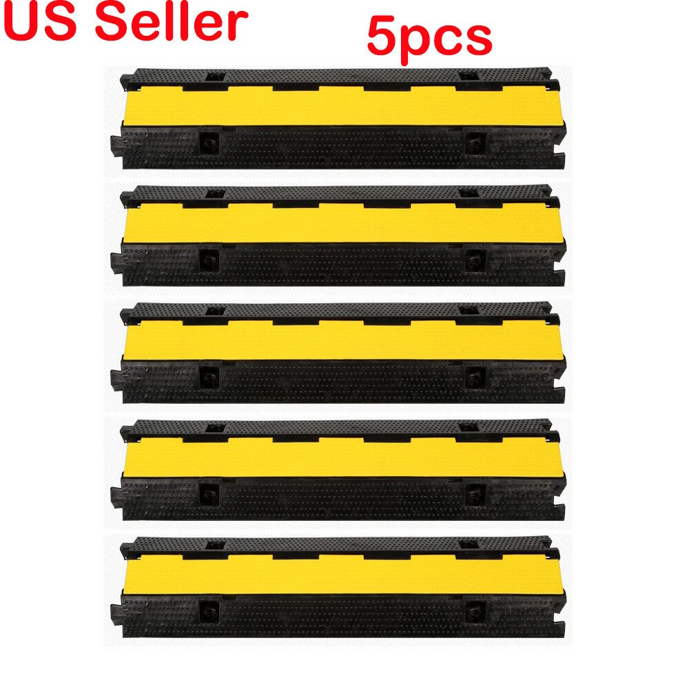 5PCS 2-Cable Rubber Electrical Wire Protector Wire Cover Ramp Snake Cord Vehicle