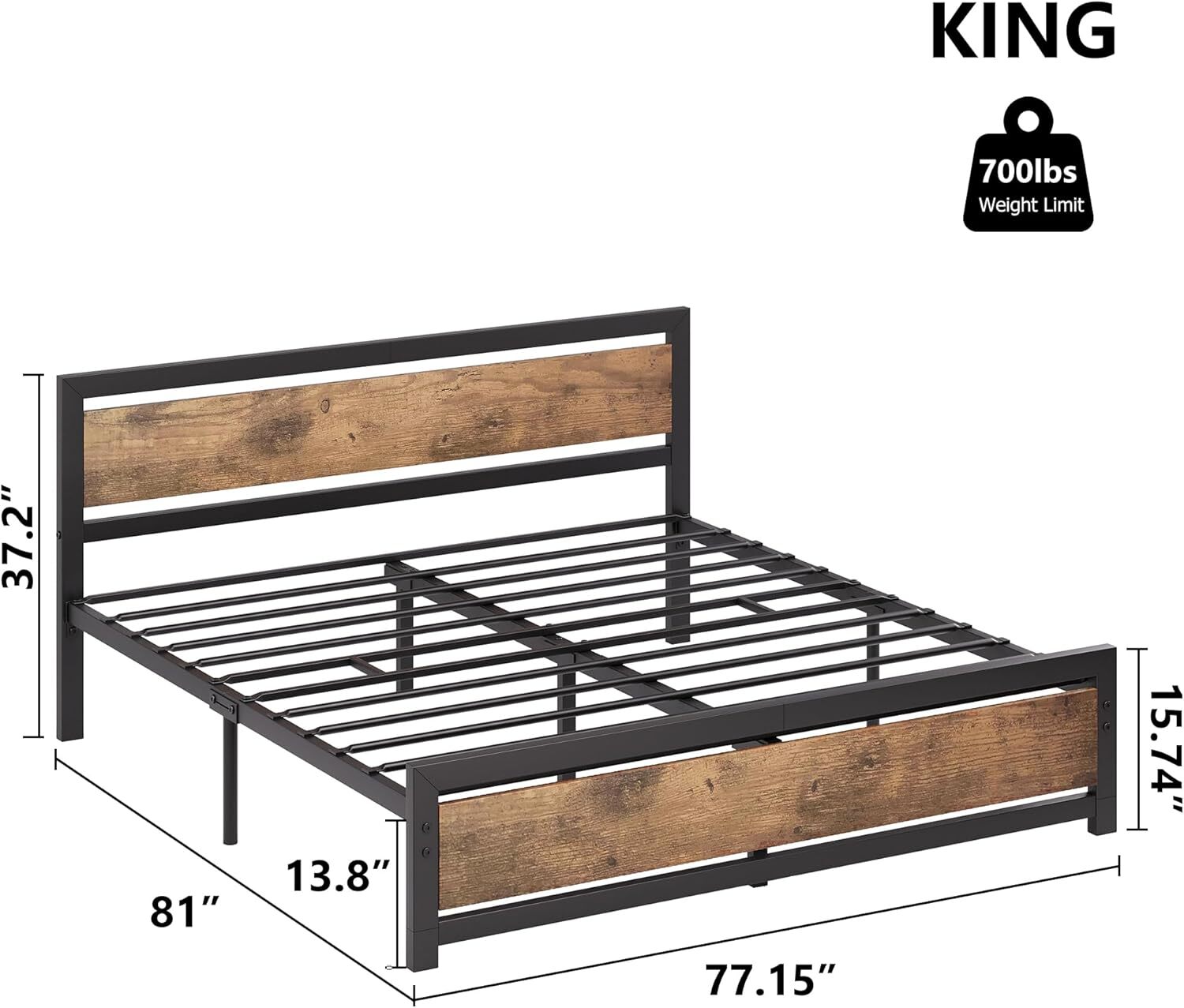 ✅✅Queen/KING Bed Frme with Hedbord Industril Queen Pltform Bedfrme No Box
