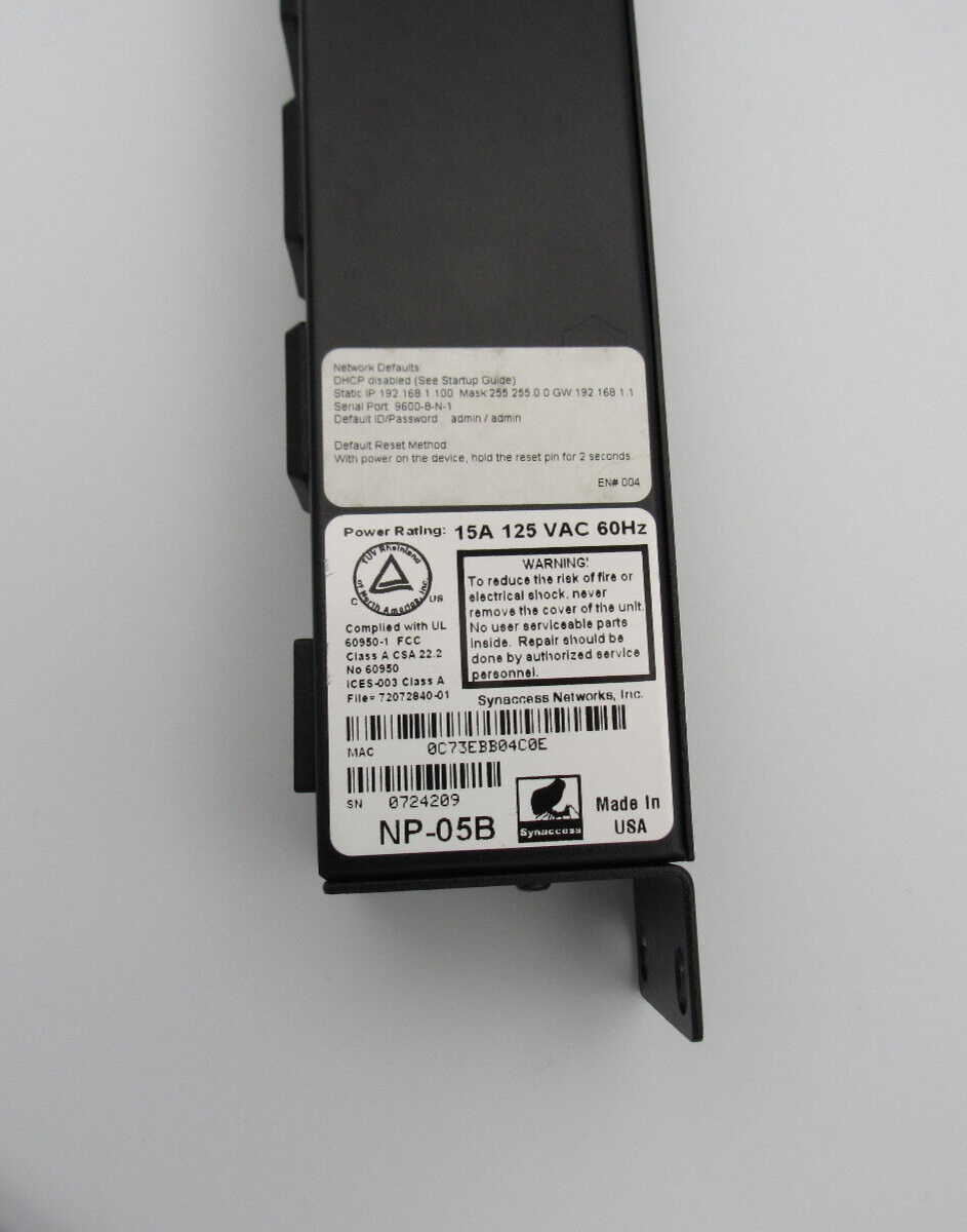 Synaccess NP-05B IP Managed Remote Power Switch Strip