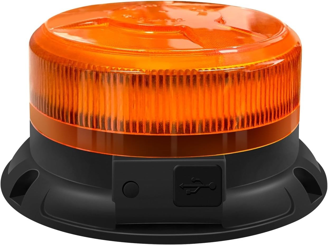 Rechargeable Amber LED Beacon Light Wireless with Remote Magnetic Emergency
