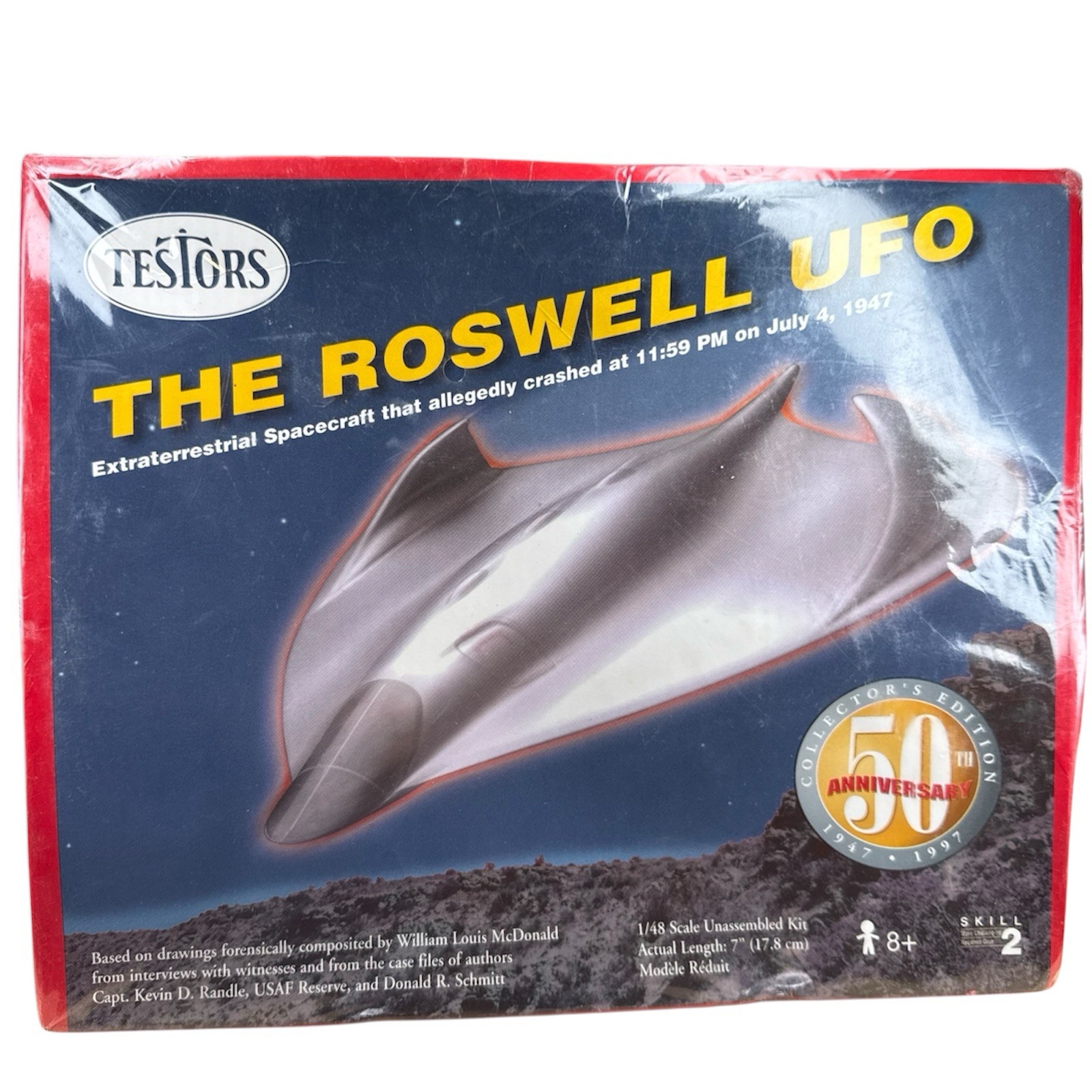 Vtg Testors The Roswell UFO 1/48 Scale Model Kit 555 New 1997 50th Anniversary