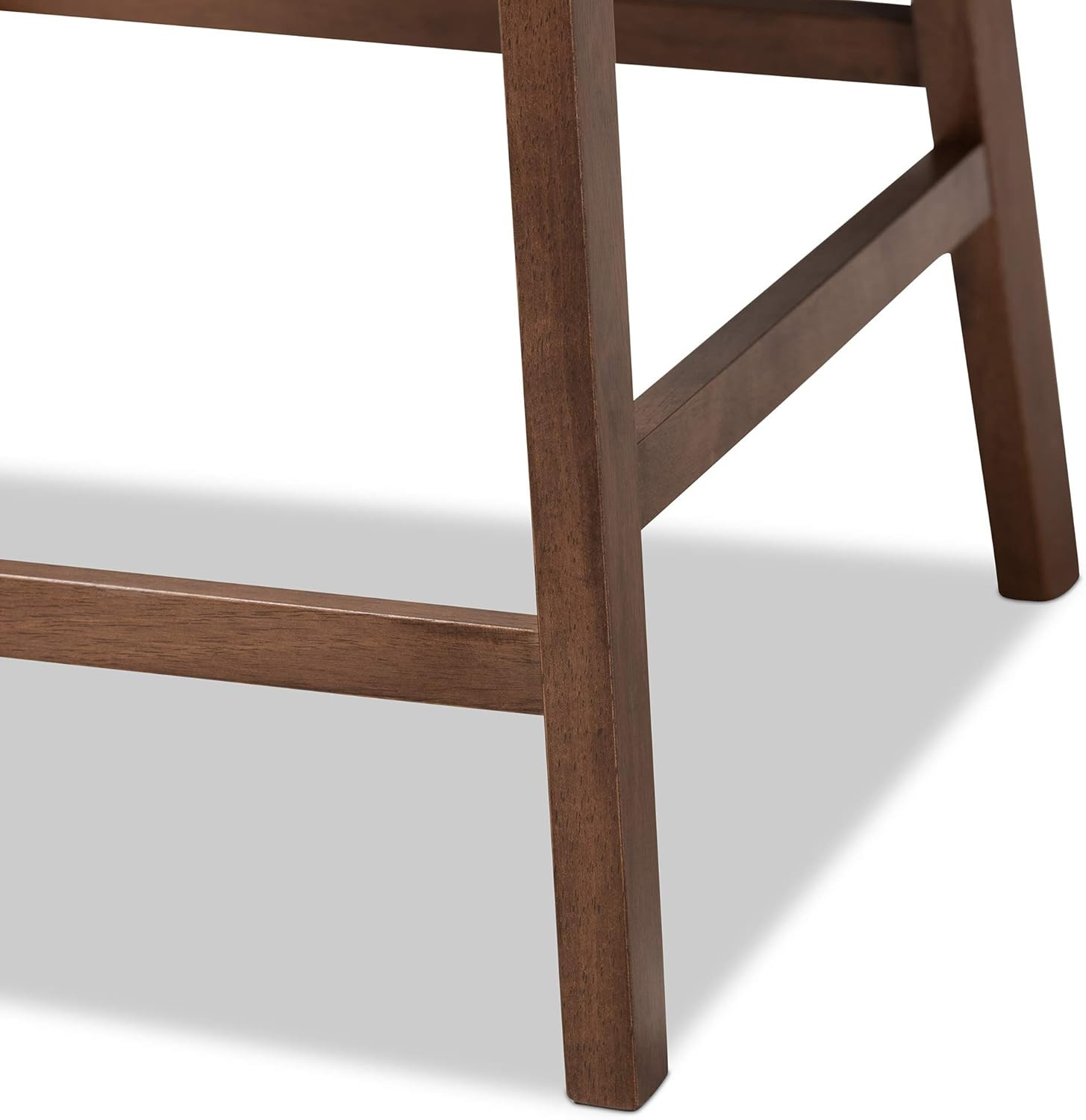 Modern Dark Grey Fabric Counter Stool Set with Walnut Finish - 2 Pieces