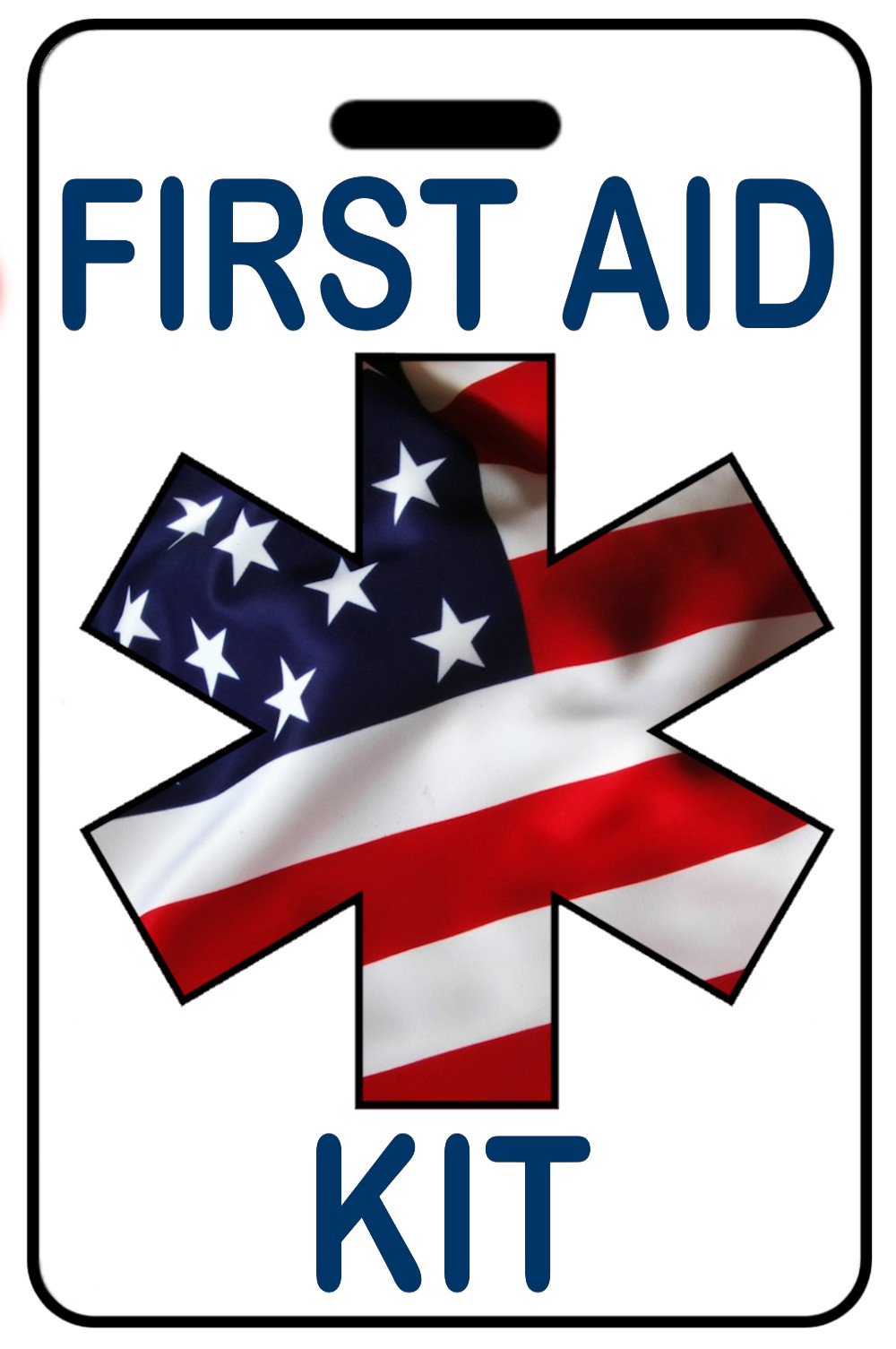 Personalized First Aid Kit w/ Patriotic USA Star of Life Luggage/Bag Tag