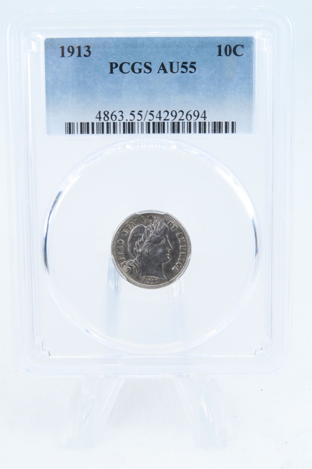 1913-P PCGS AU55 Barber Dime Business Strike 10C