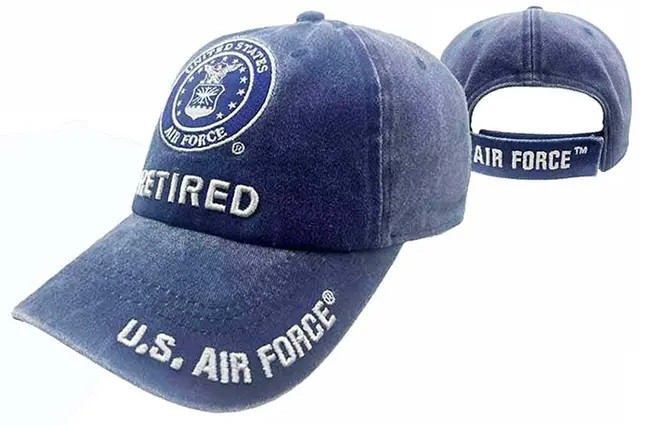 U.S. AIR FORCE RETIRED WASHED STYLE RELAXED FIT EMBROIDERED BLUE DENIM HAT CAP