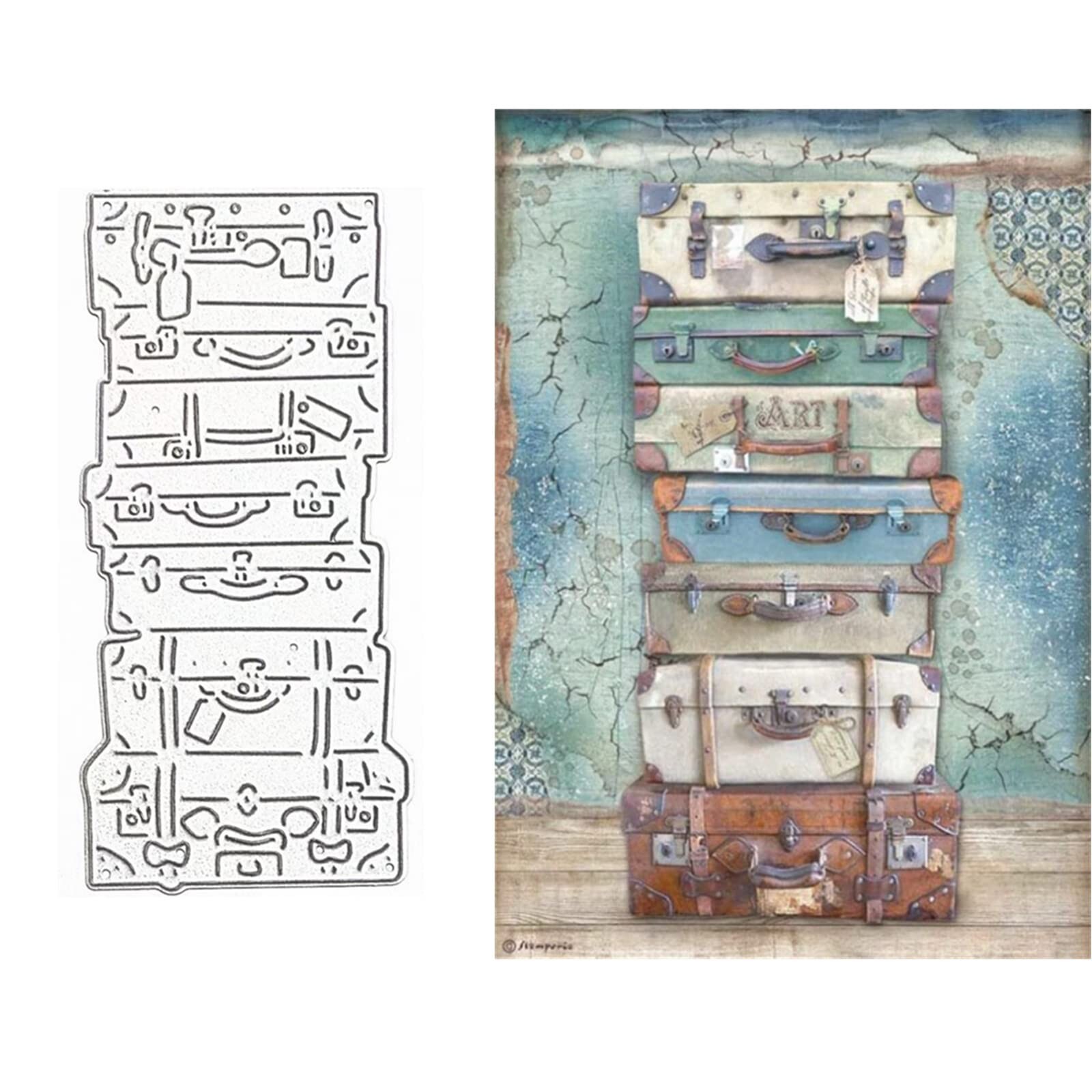hinana Suitcase Frame Metal Die Cuts, Boxes Cutting Dies Cut Stencils for DIY...