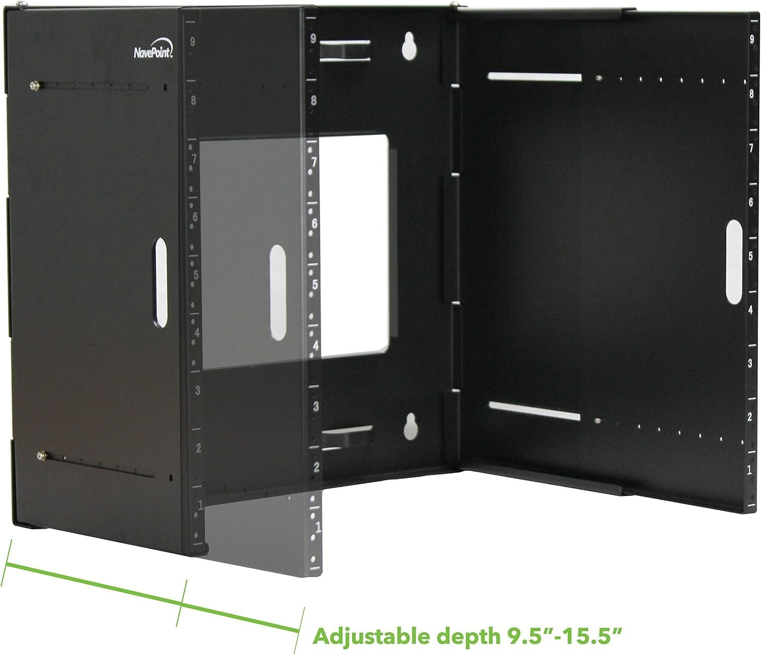 NavePoint Adjustable Depth 19" Wallmount Bracket 9U - Patch Panel