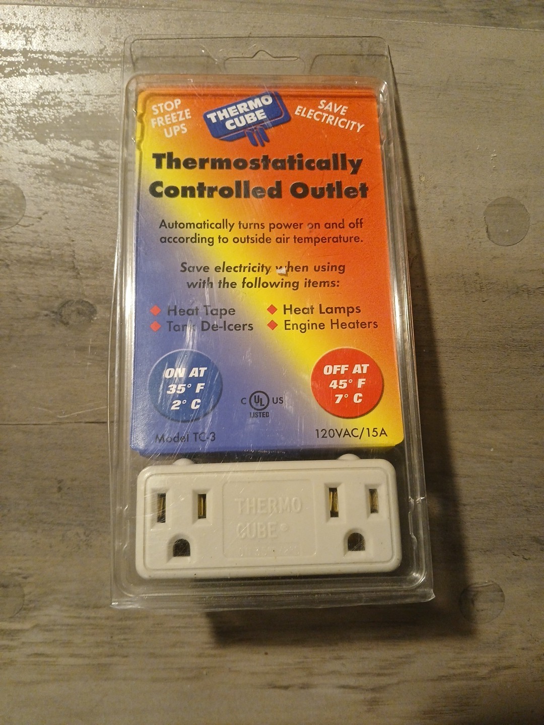 Thermo Cube: Thermostatically Controlled Outlet - Item #TC-3 (120VAC/15A)