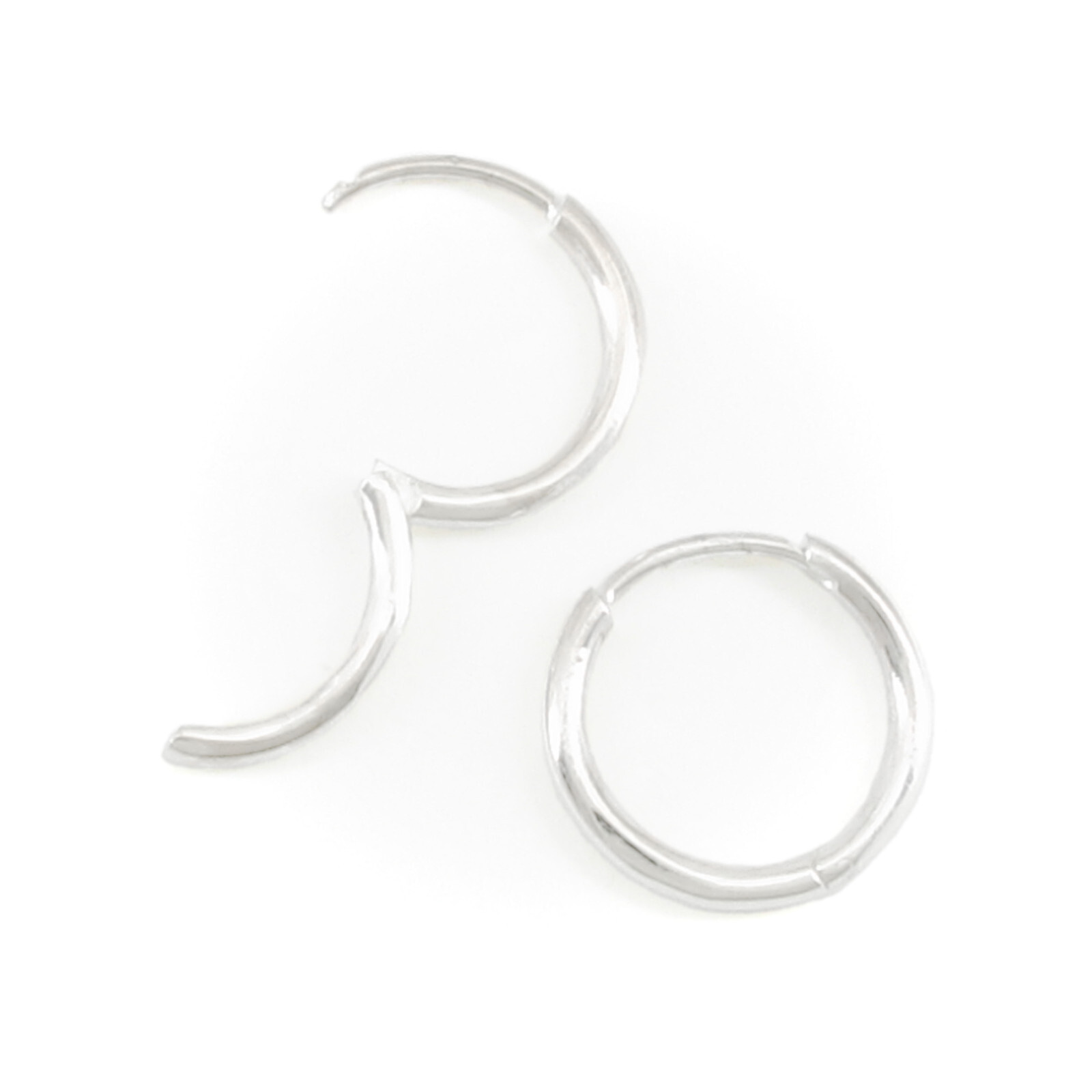 Simple Huggie 12mm Earrings SOLID '925' Sterling Silver - NEW!