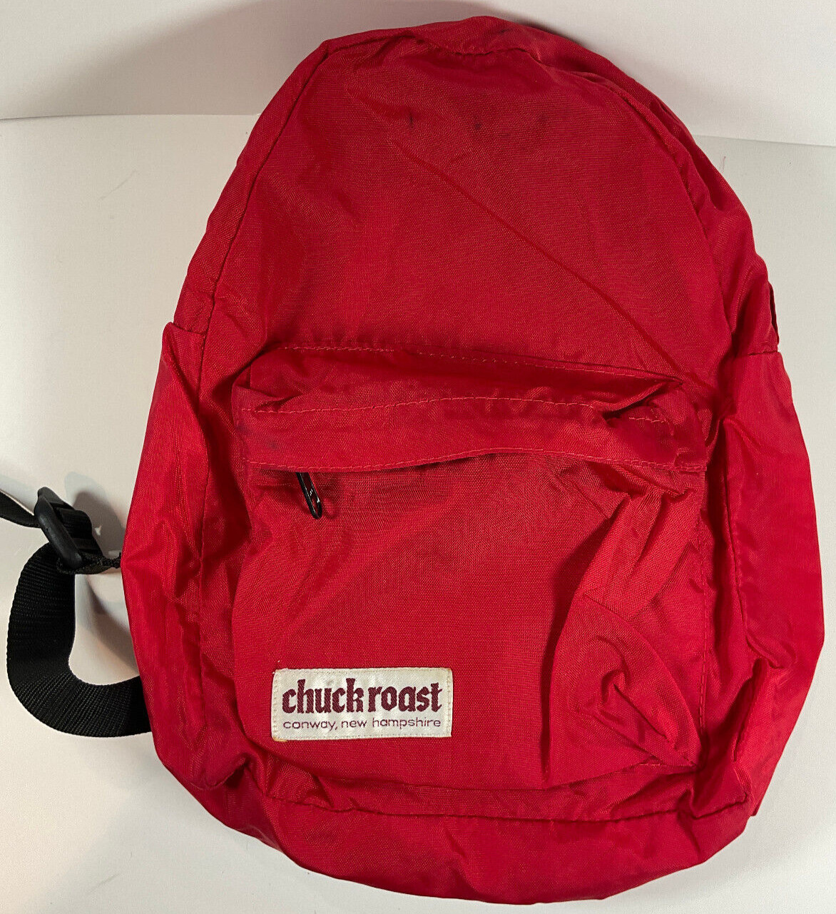 vtg Chuck Roast Conway NH small backpack red nylon school camp day pack