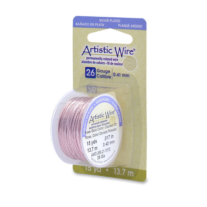 Artistic Wire Silver Plated  Rose Gold 26 Gauge 15 Yards  Dispenser 43132  Round