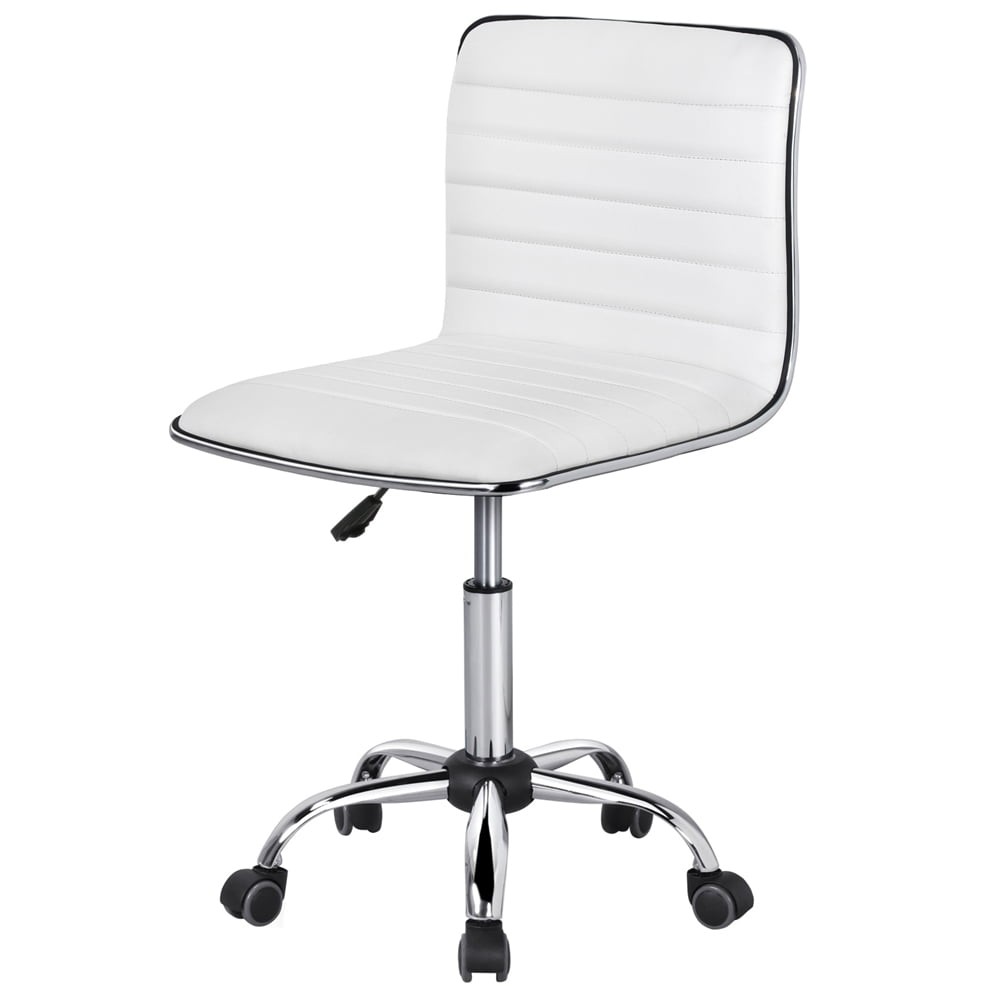 Modern Adjustable Armless Faux Leather Swivel Office Chair White