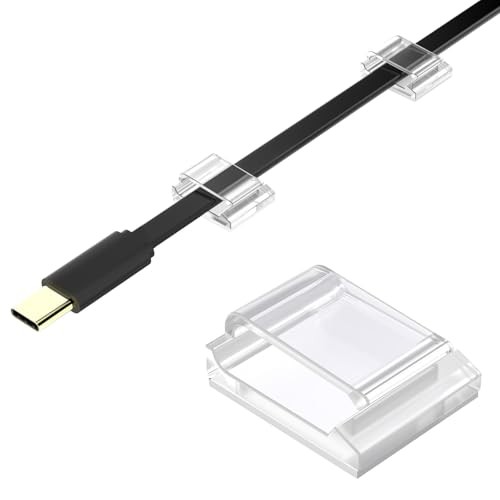 Flat Ethernet Cable Clips Adhesive Wire Clips | Flat Cord Clips 60 PCS Clear
