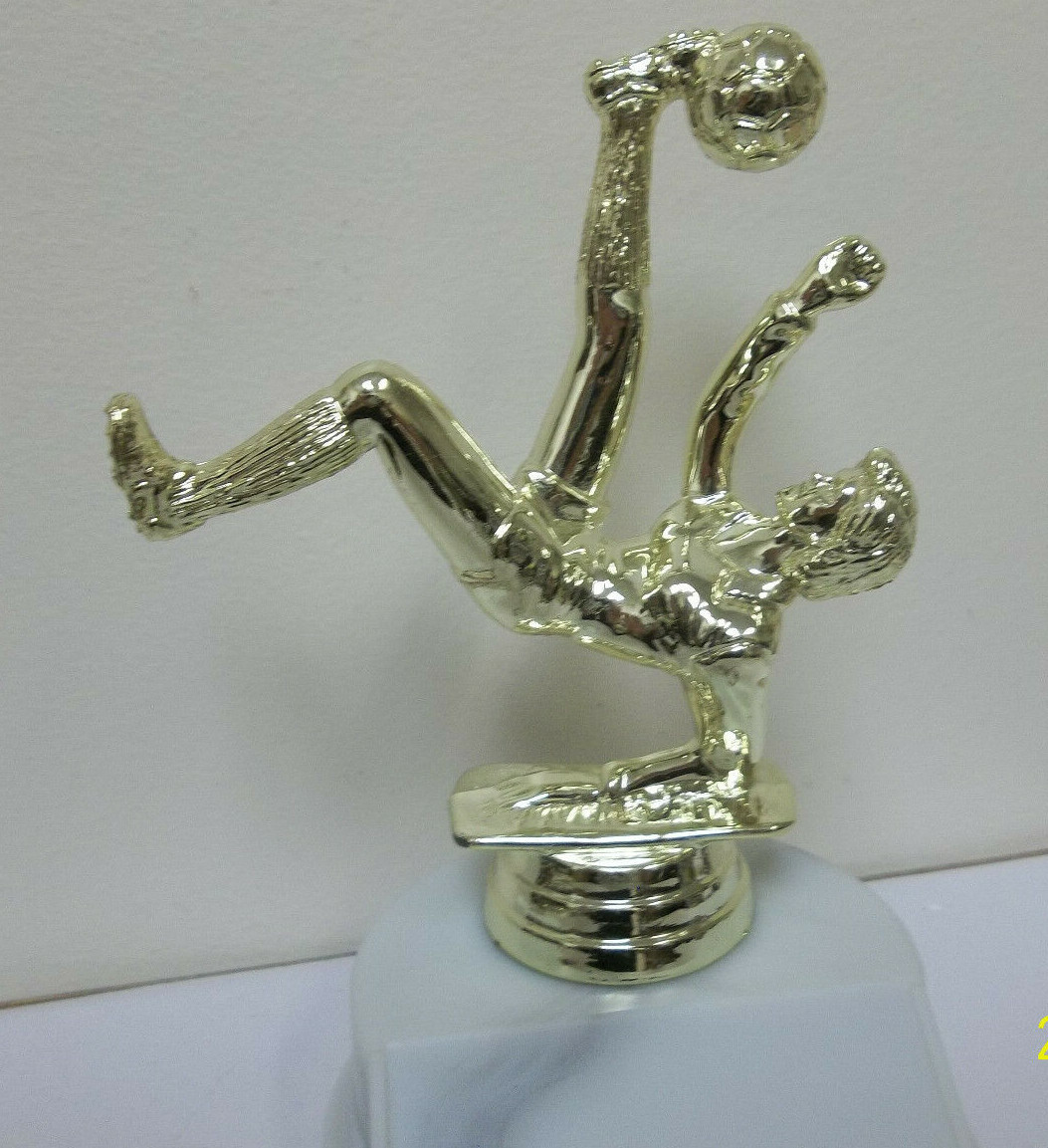 bicycle kick soccer award trophy, comes with engraving, female on base 5.5" high