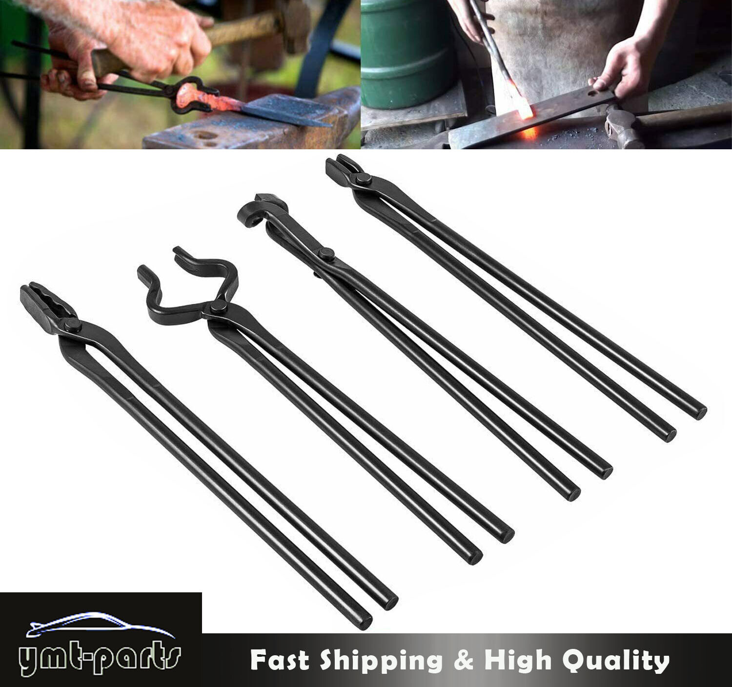 4Pcs Blacksmith Tongs Set Knifemaking Forge Tongs Set Black Smith Supplies Tongs