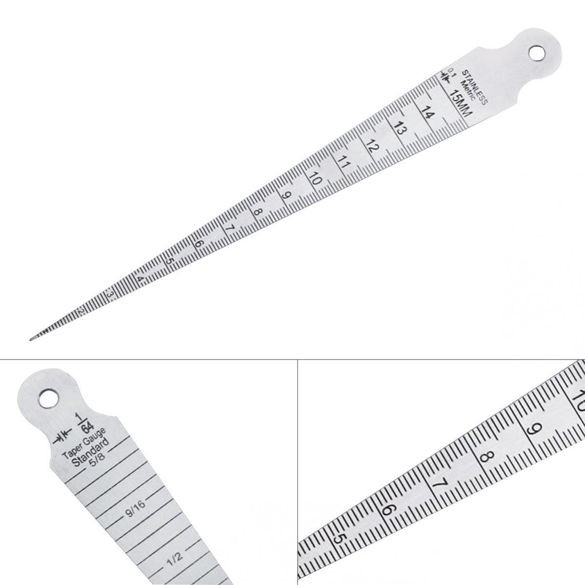 Stainless Steel Wedge Feeler Aperture Gauge Imperial / Metric Double Sided Scale