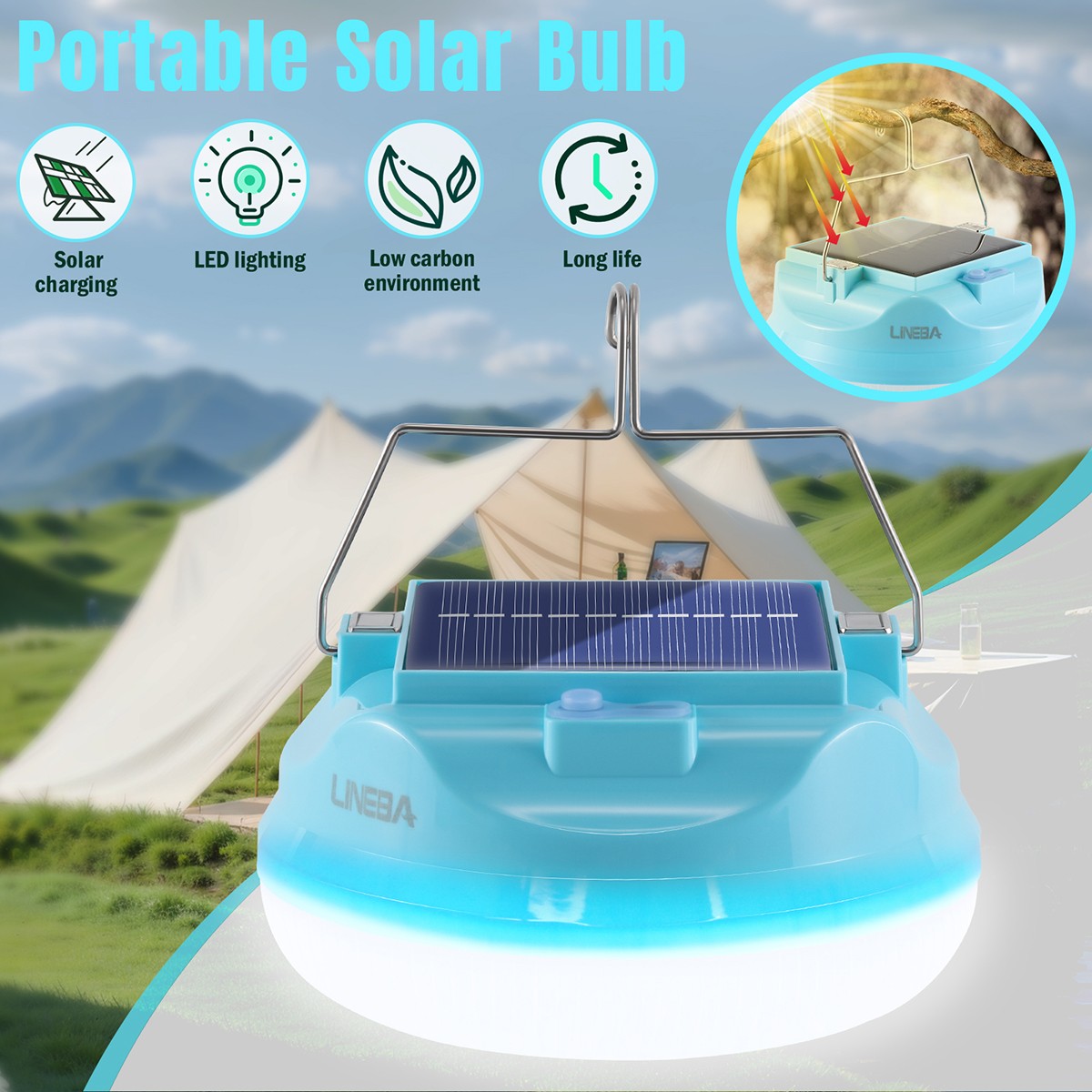 2026 Rechargeable LED Outdoor Camping Tent Light USB & Solar Lantern Hiking Lamp