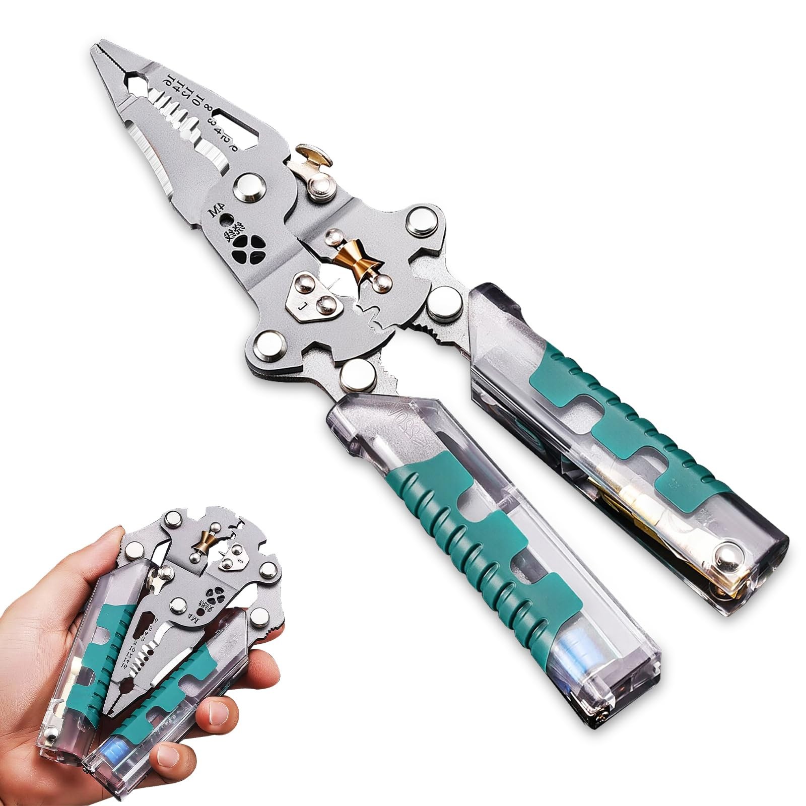2026 Electrical Pliers, 23 In 1 Foldable Ｗire Stripper Tool with Voltage Test...