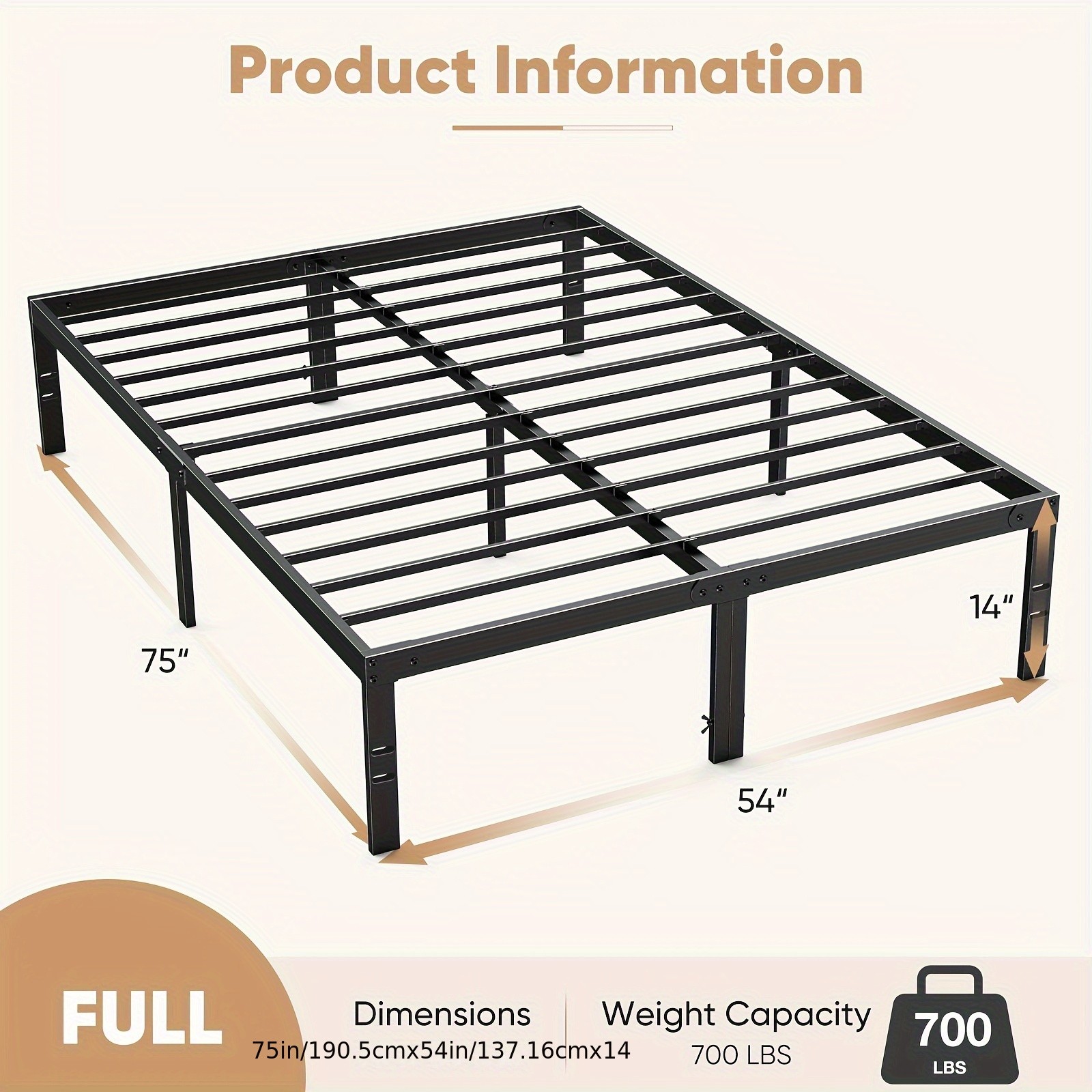 Bed Frame - Full Size Platform Bed Frame (14 Inch)