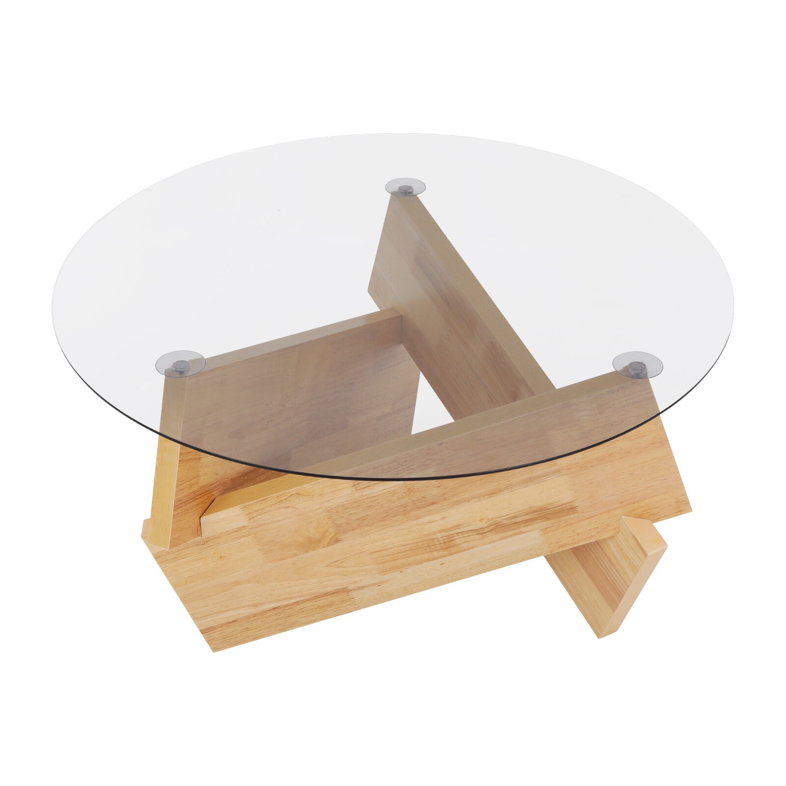16.1'' H Round Modern SideTable Side Table with Tempered Glass Top End Table ?