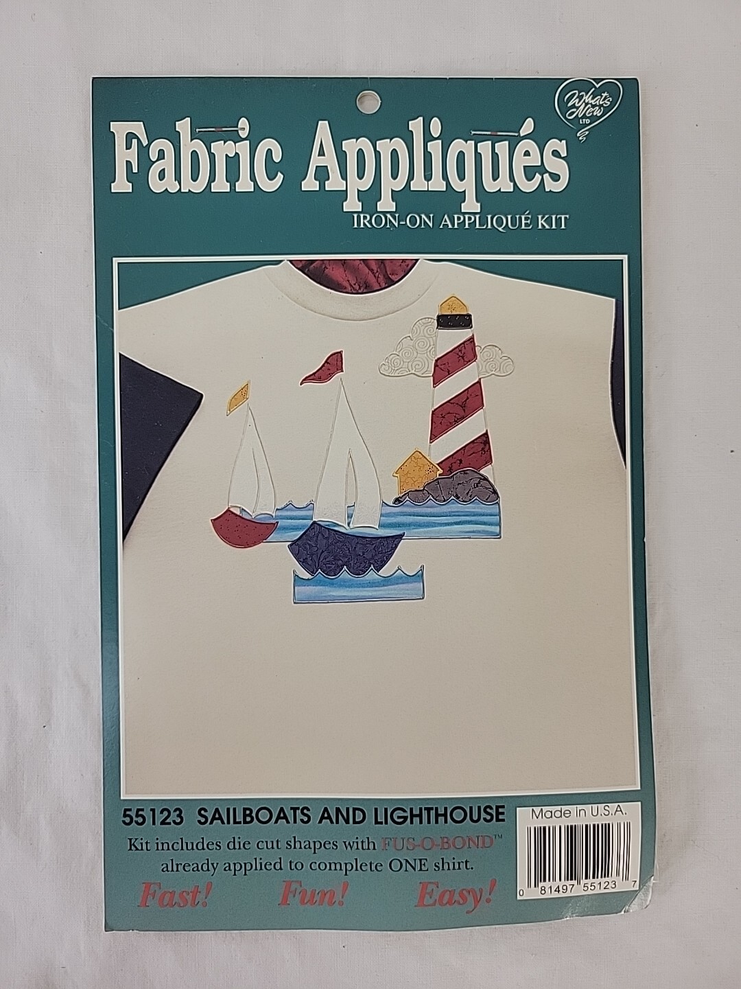 What’s New Fabric Appliqués Iron On Kit Coastal-Sailboats & Lighthouse #55123