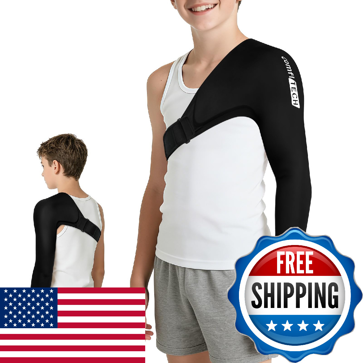 ComfiTECH Youth Shoulder Arm Ice Pack Wrap for Pitchers, Ice Arm Sleeve for Youn