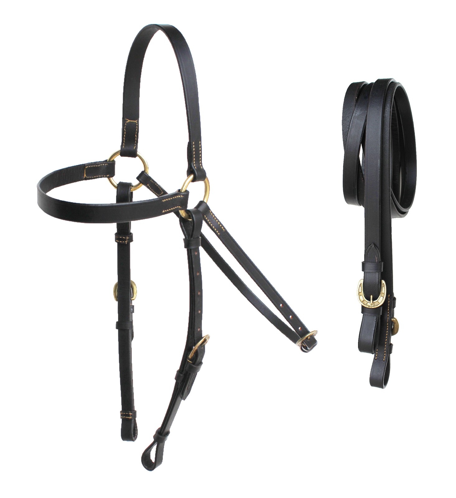 Horse Australian Black Premium Leather Barcoo Bridle w/ Reins 110B210BK-F