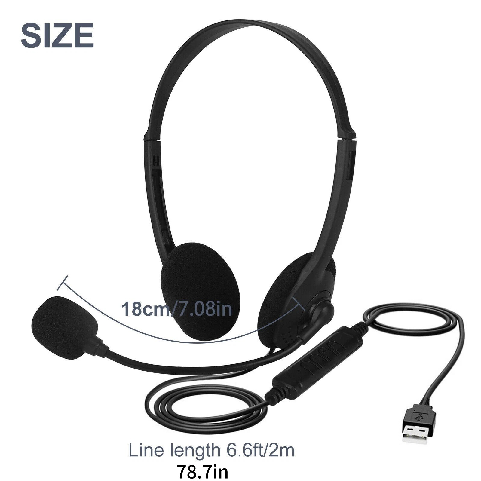 Lightweight Computer Headset With USB Connector For Call Center Use Work Office