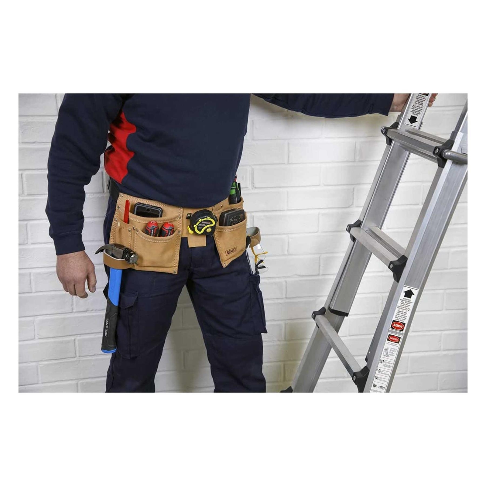 Sealey Tool Belt Double Pouch Leather Storage Workshop