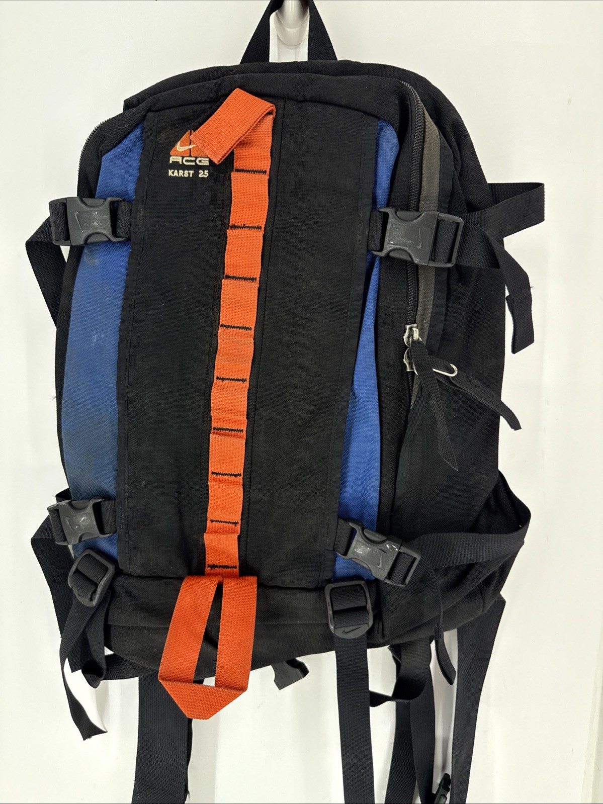 Vintage 90's Nike ACG Karst 40 Hiking Backpack Bag Blue Orange H7-JWG Used