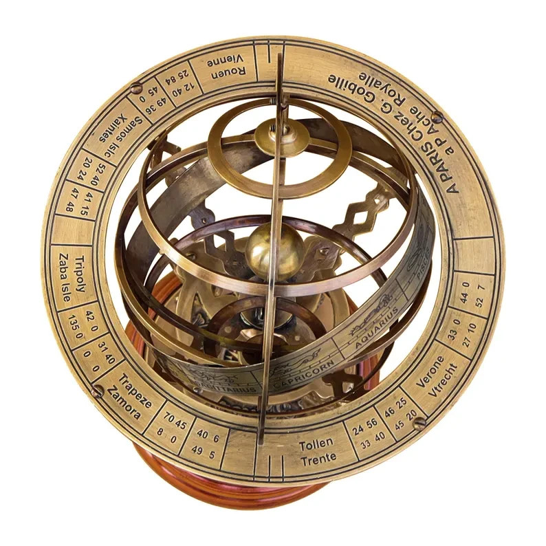 Armillary Sphere Globe with Compass Personalized Brass Astrolabe Nautical Gift