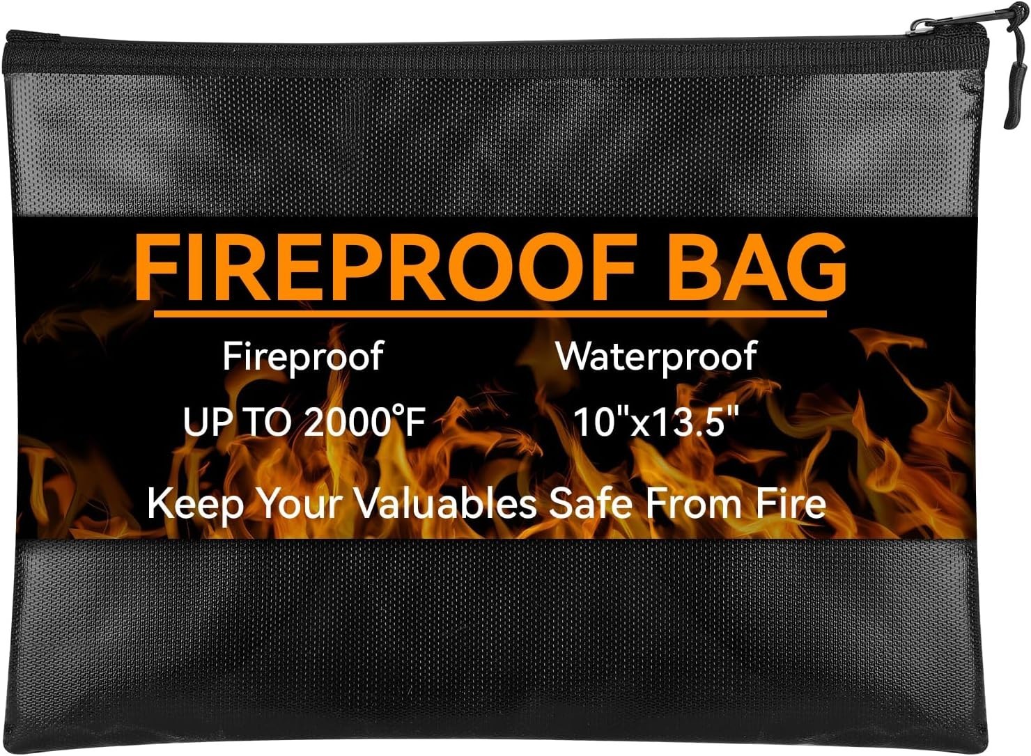 Fireproof & Waterproof Document Bag 10"x13.5" - Secure Storage for Valuables