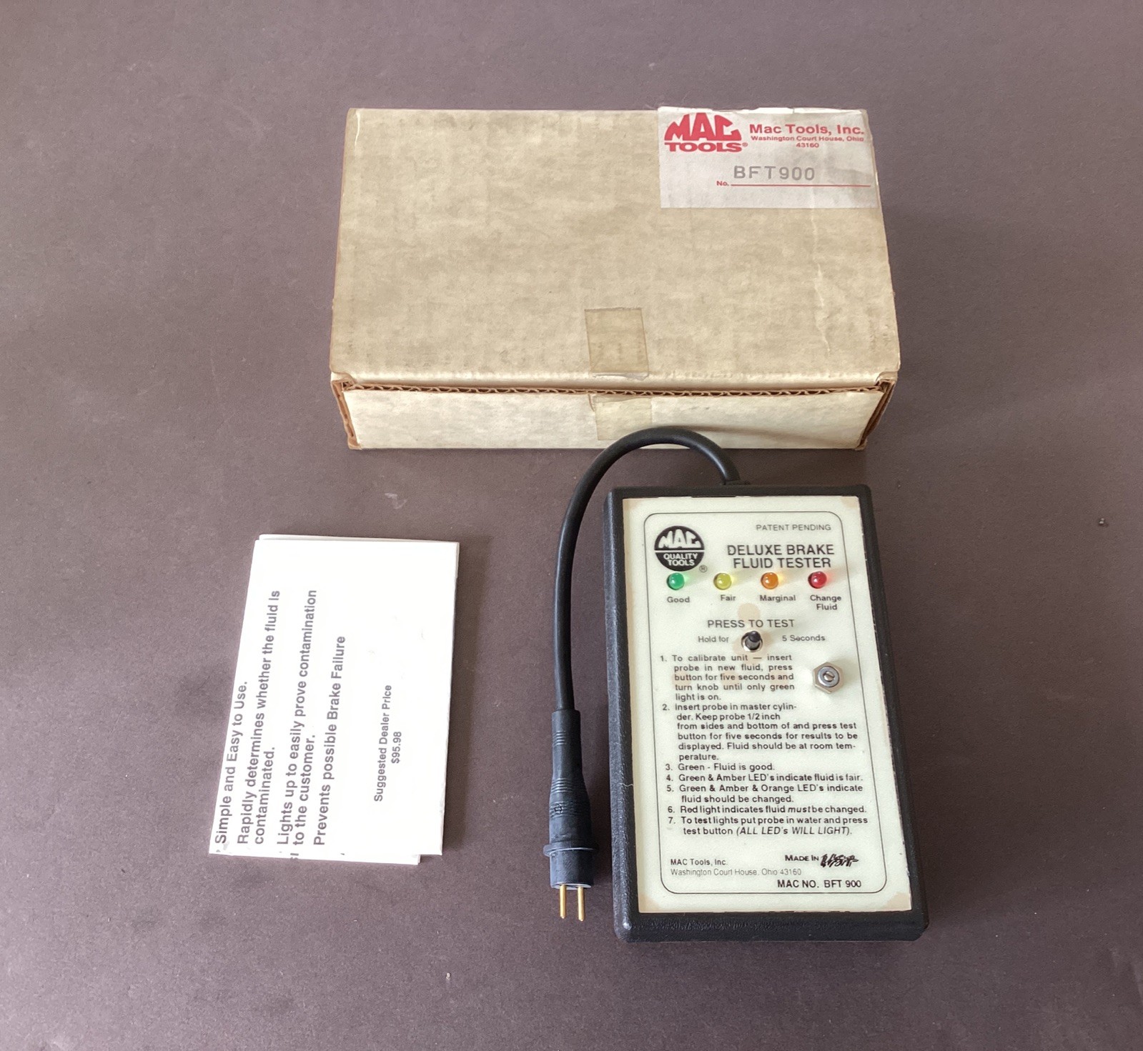 NEW IN BOX Mac BFT901 Professional Brake Fluid Tester Free Ship