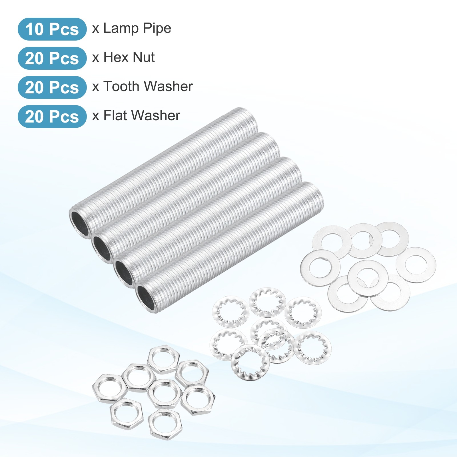 70Pcs 1.8" Lamp Pipe Kit with Nuts Washers 1/8IP Thread Fasteners Assortment