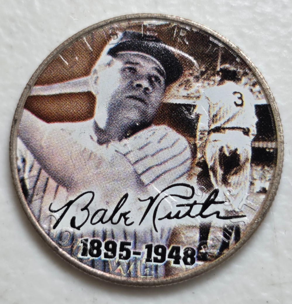 Babe Ruth Colorized Franklin Silver Half Dollar  BK7