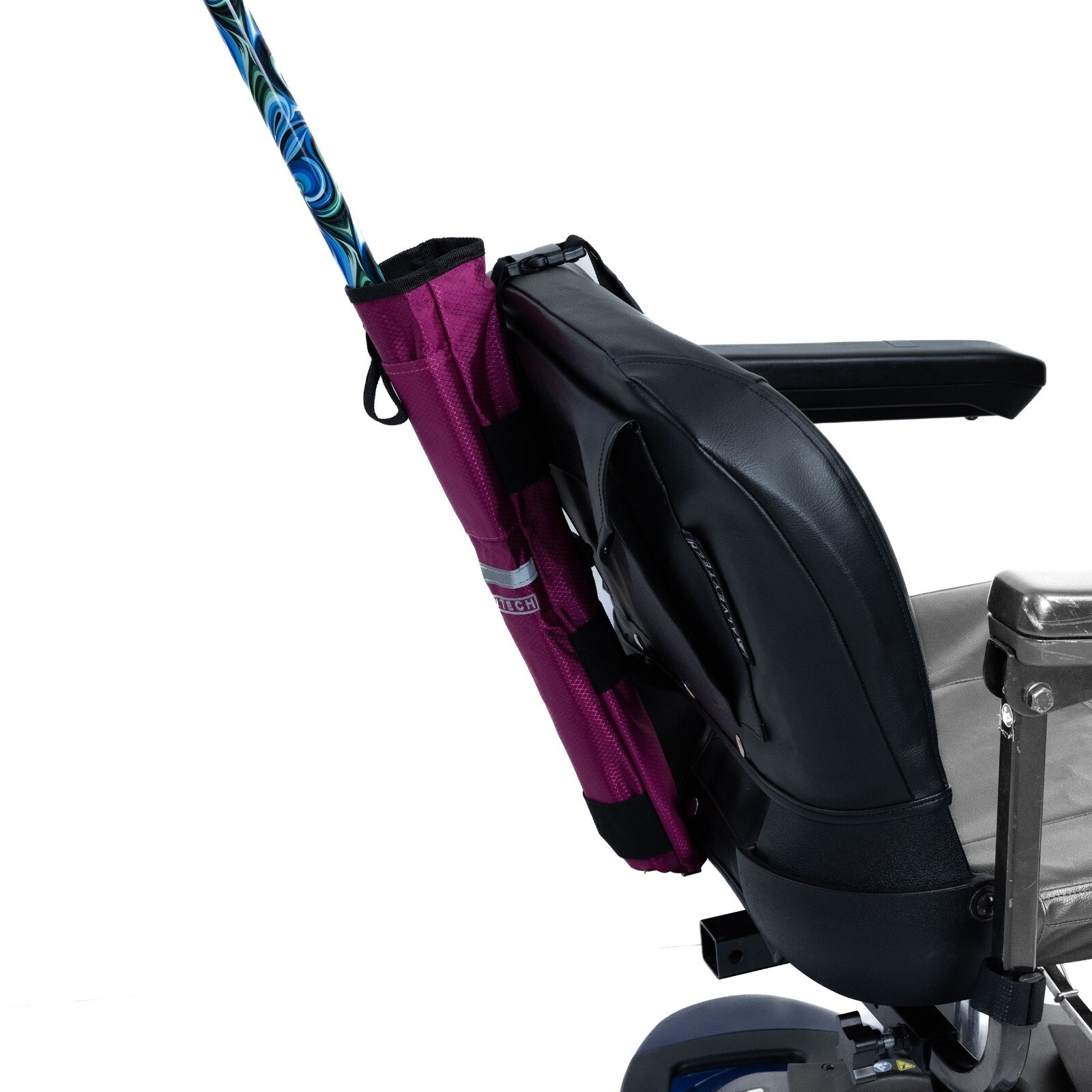 Universal Cane Holder for Mobility Scooters & Power Chairs - Berry