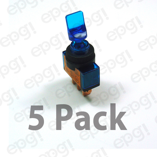 5 PACK - SPST (ON/OFF) ILLUMINATED TOGGLE SWITCH "BLUE" 20AMP-12VDC #66-2036-5PK