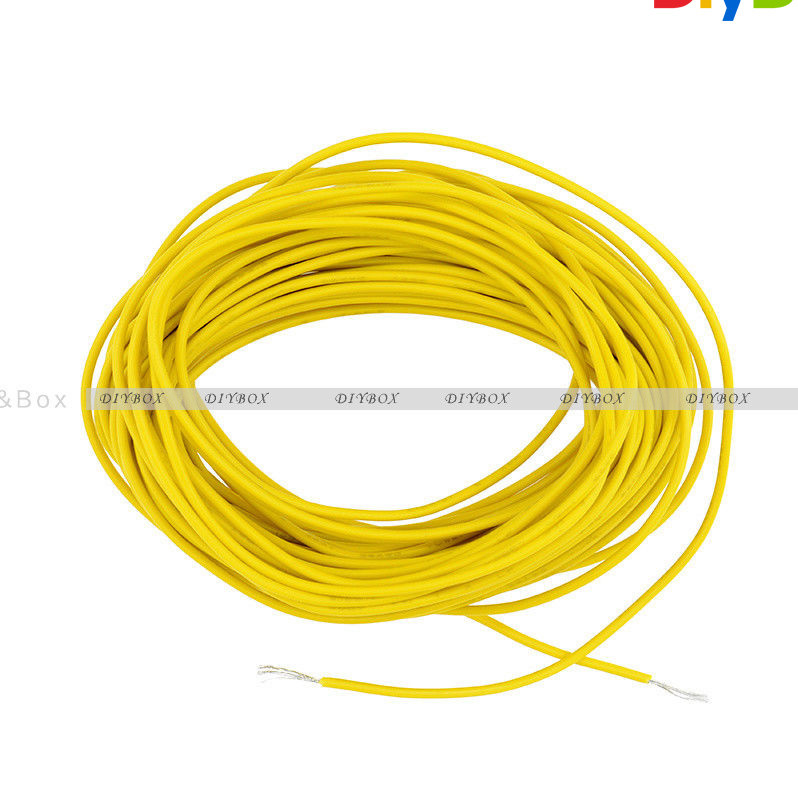 Yellow 10M UL-1007 24AWG Hook-up Wire 80°C / 300V Cord DIY Electrical